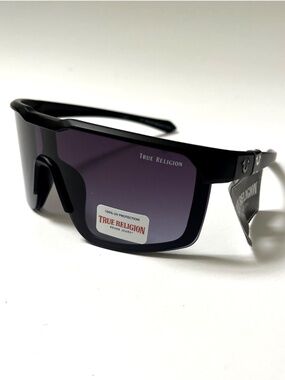 New TRUE RELIGION Wrap Around Sunglasses Black Acetate Mens
